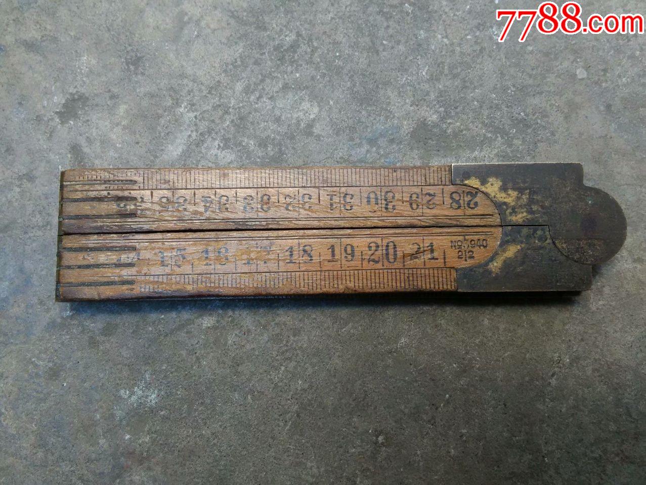 晚清民国黄铜镶嵌黄杨木折叠老尺子._藏奇货【7788商城__七七八八商品