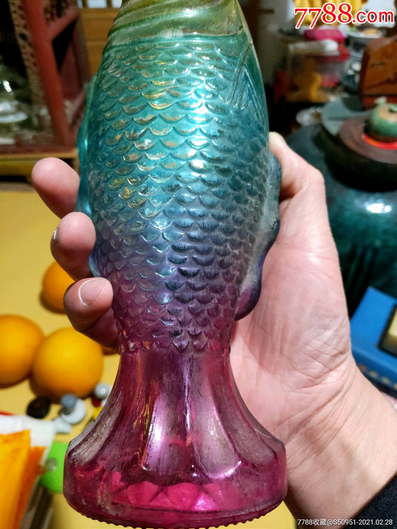 民国彩色鱼形琉璃花瓶-价格:355元-se78612283-琉璃瓶-零售-7788老