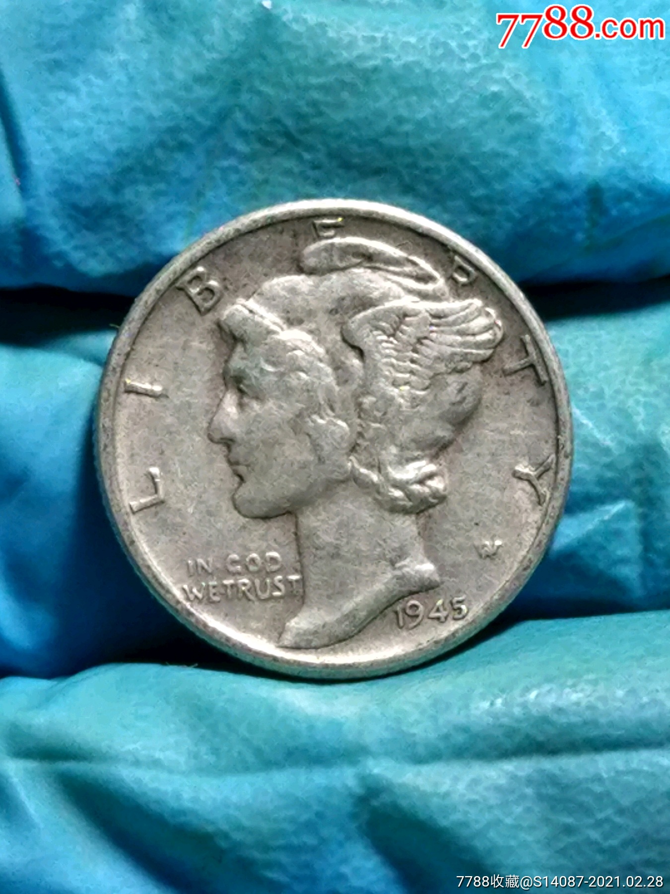 外币1945年10美分墨丘利小飞人银币