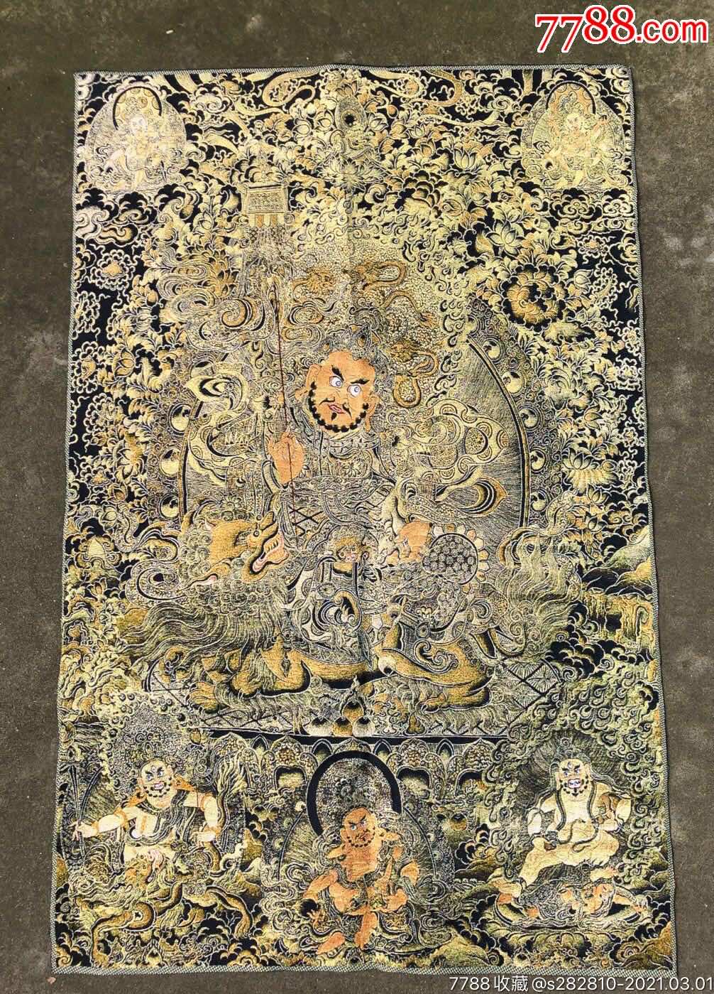 唐卡织锦画财宝天王