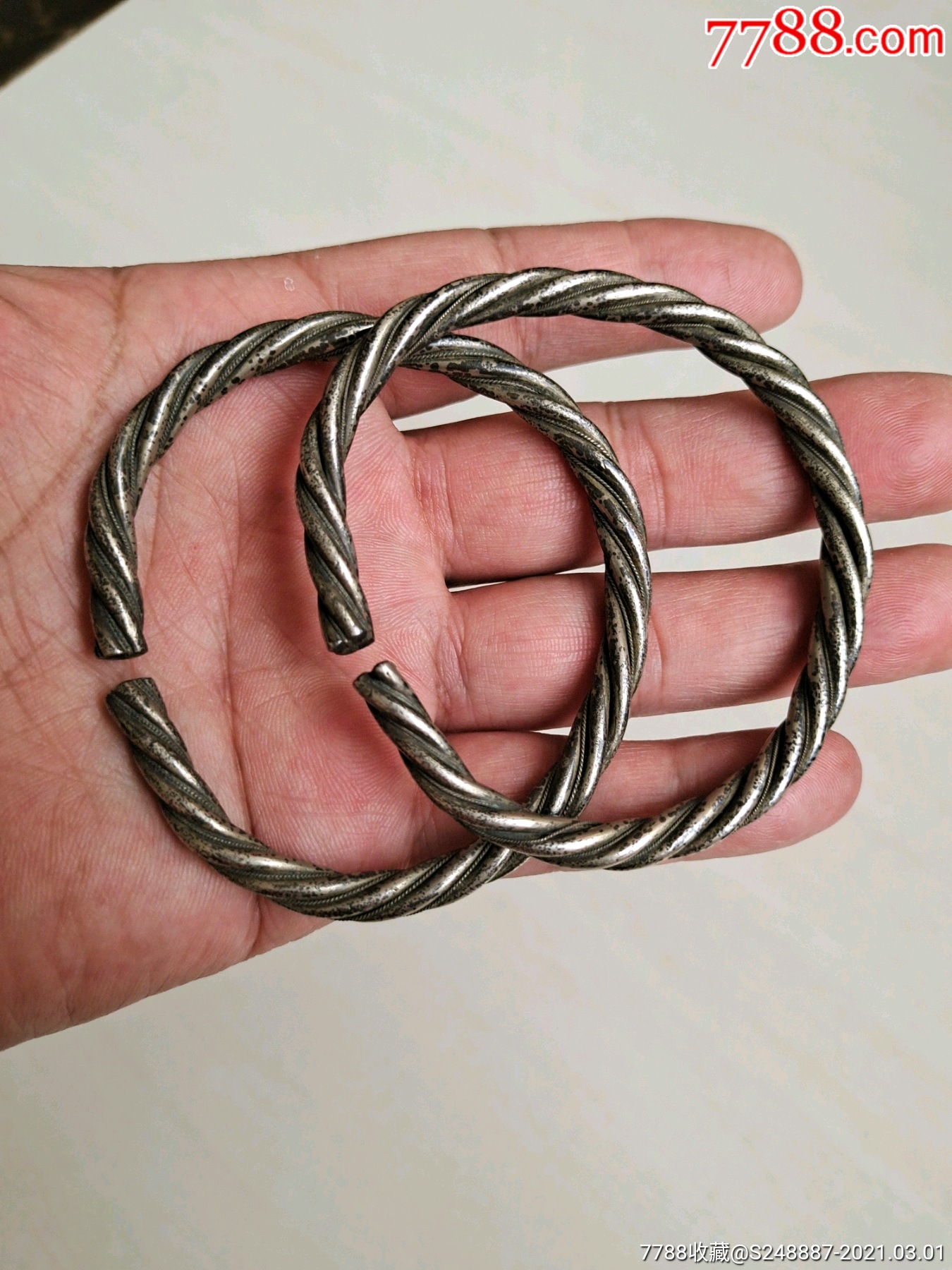 清代镀金缠丝银手镯