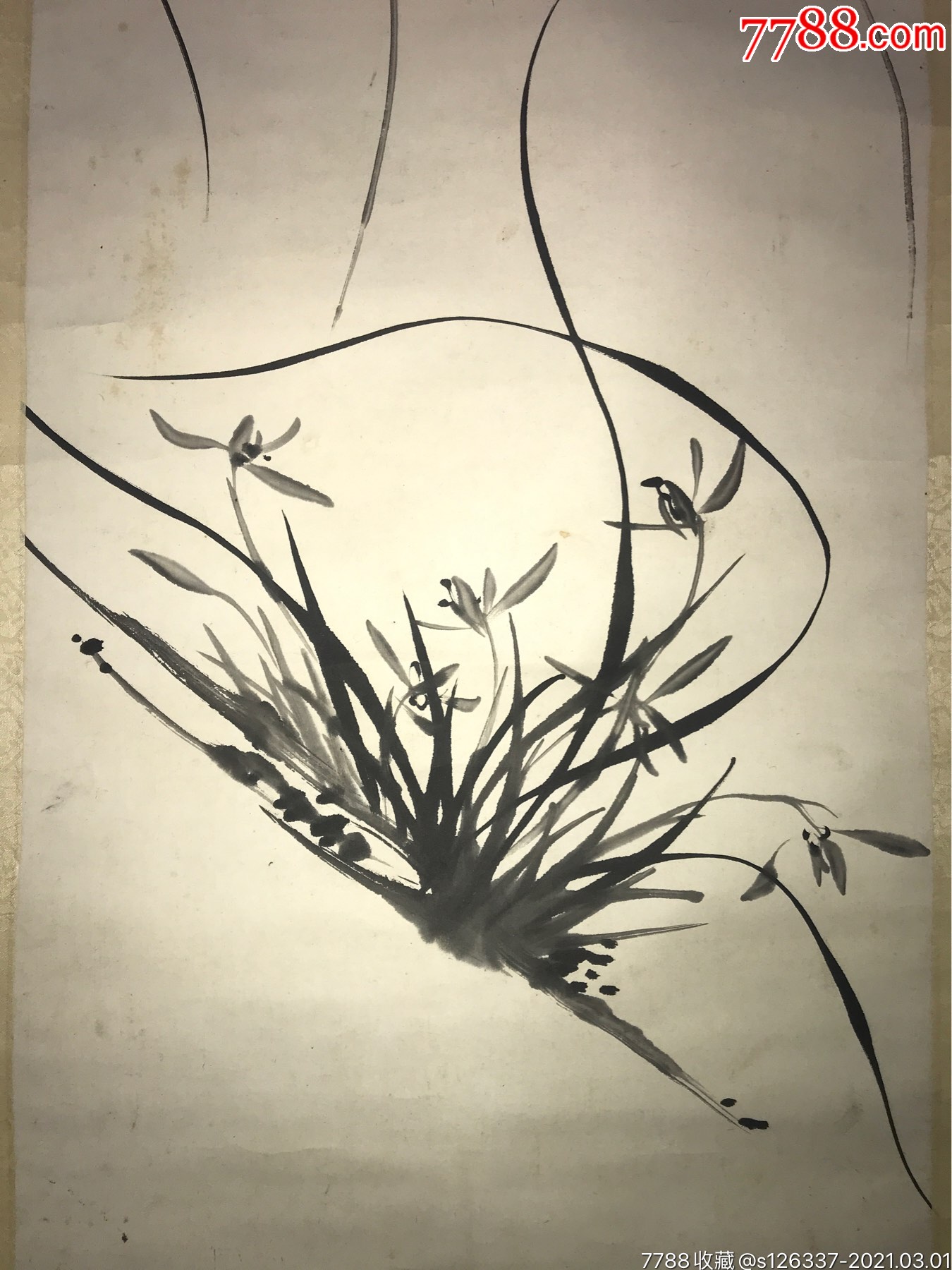 晚清宜兴籍著名画家姚墨林兰花原裱立轴13532姚墨林1865江苏宜兴