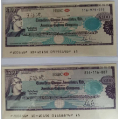 美国旅行支票雕刻版100/200英镑(se78634681)_7788收藏__收藏热线