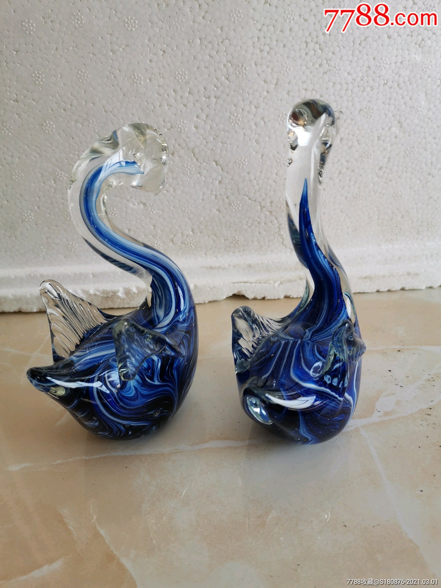 文革老琉璃天鹅摆件