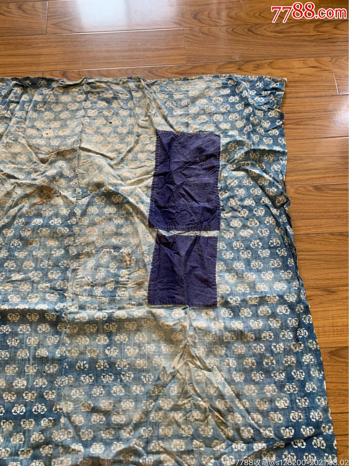 古董古玩收藏杂项清代蓝布床单布料蓝花布被套民俗收藏老物件