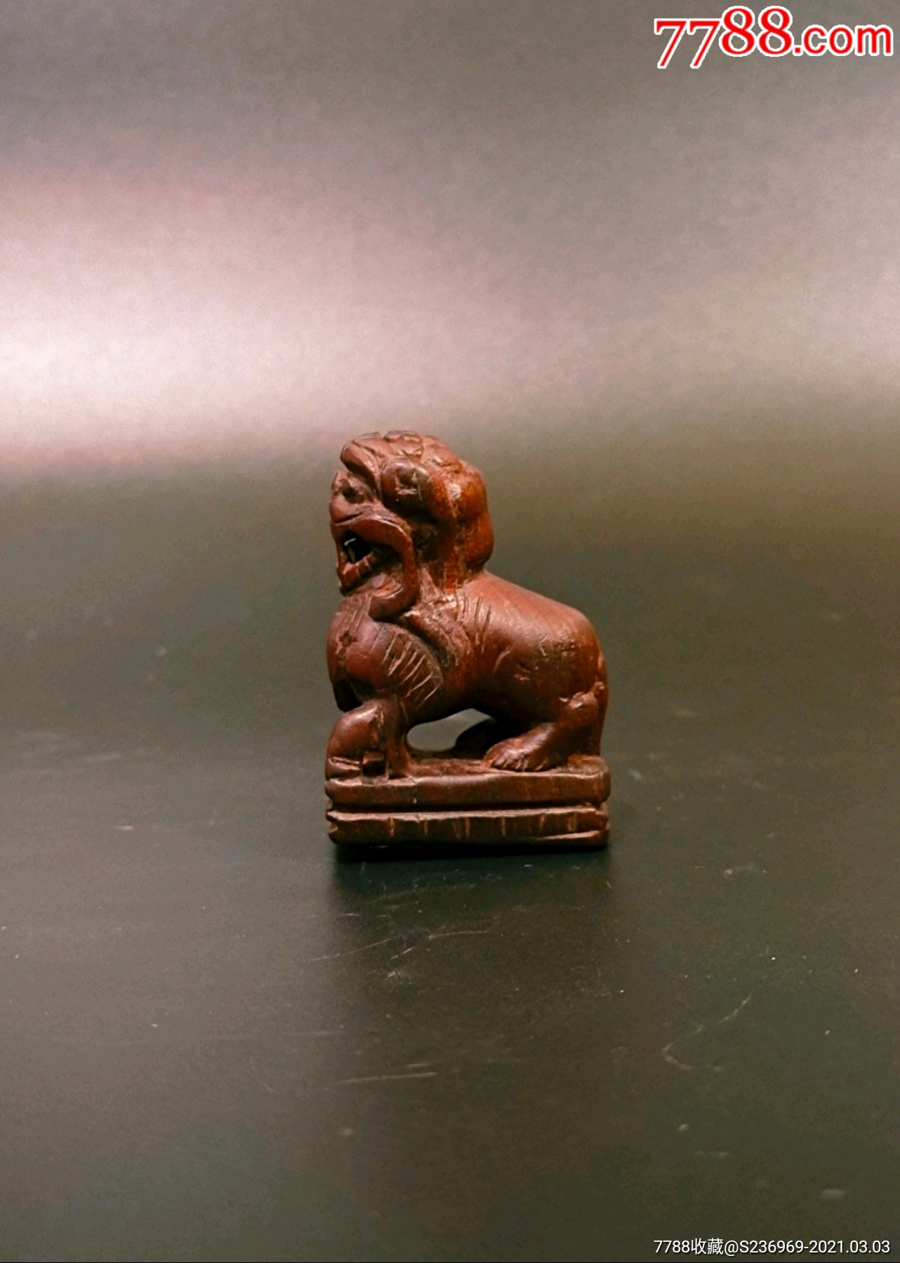 清代黄杨木雕狮子木狮子独立件