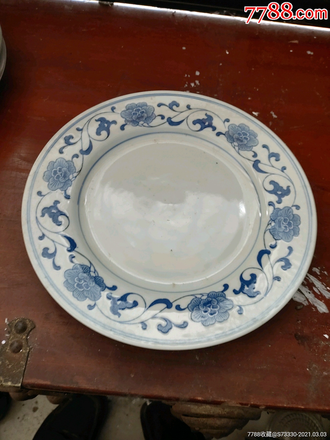 80年代左右,青花芙蓉盘子一块_青花瓷_收藏价格_鉴定交易_7788瓷器网