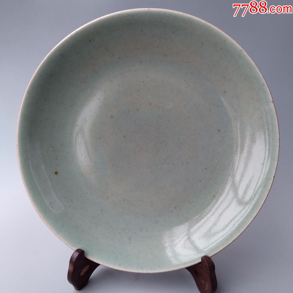 保真清代古董陶瓷盘清朝豆青釉大盘全品影青釉青瓷老瓷器包老