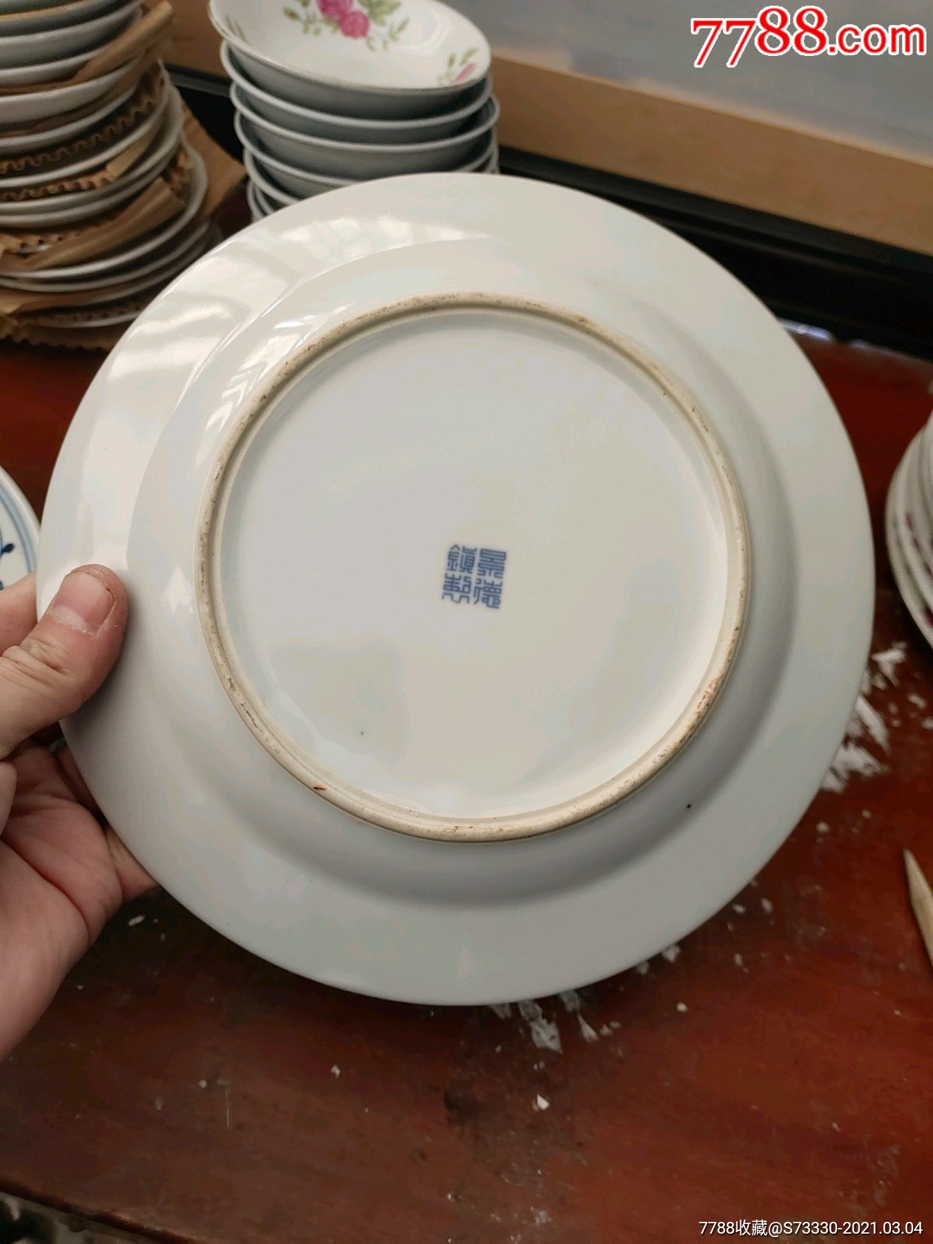 80年代左右,景德镇青花芙蓉盘子6只合售