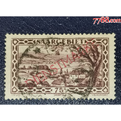 德国萨尔1926年建筑风光加盖公事邮票75C，信销(se78698409)_7788收藏__收藏热线