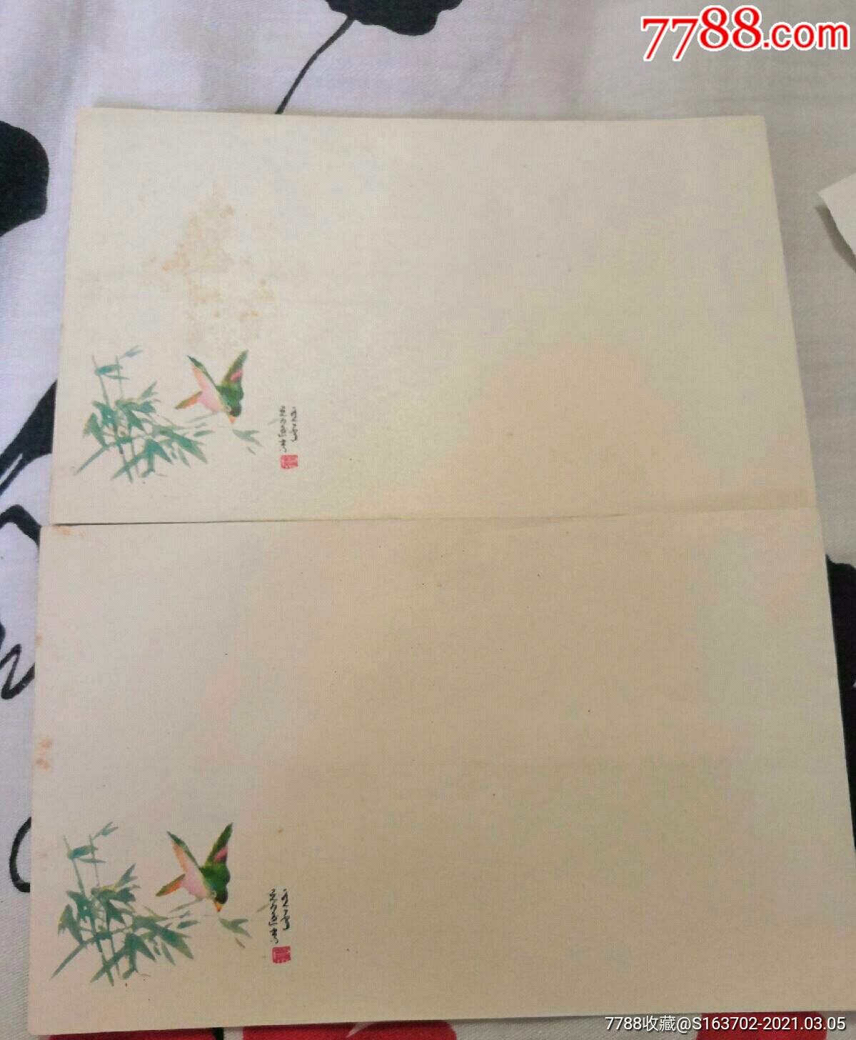 美术花鸟绘画信封六枚(五种图案)带腰封