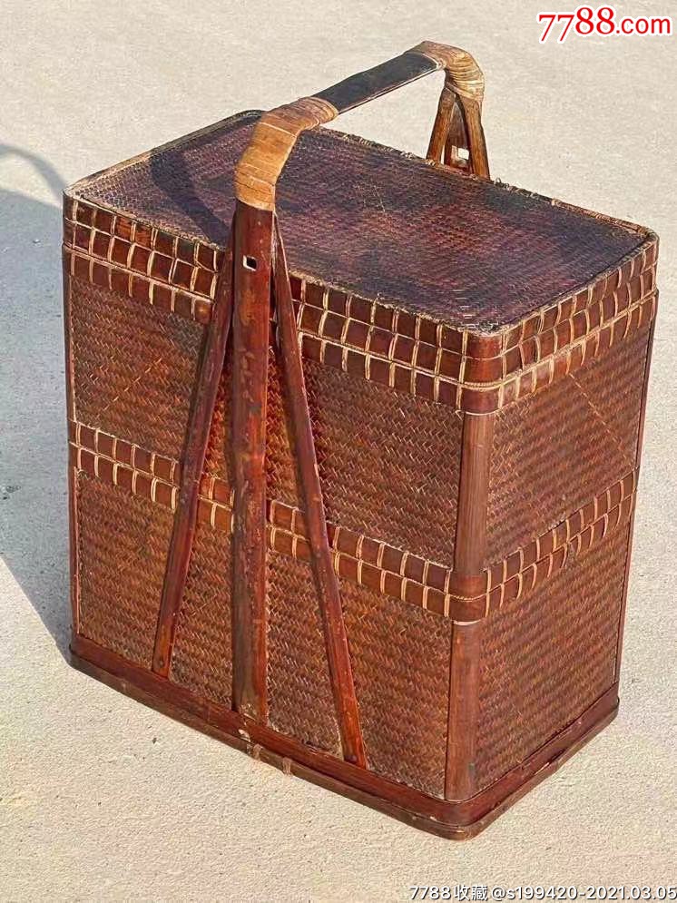 民国紫竹提盒全品包老