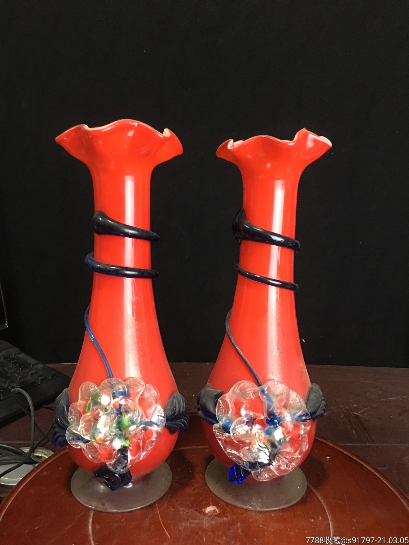 70年代琉璃花瓶一对