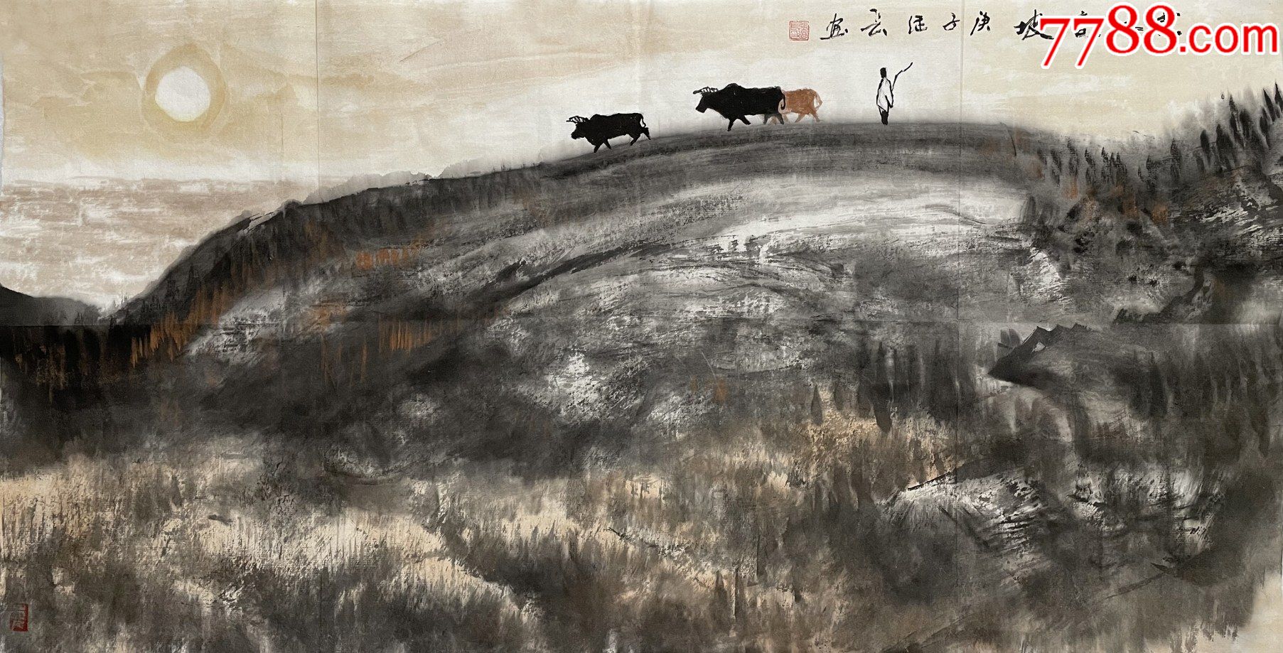 滚动鼠标滚轴,图片即可轻松放大,缩小更多"山水国画原作