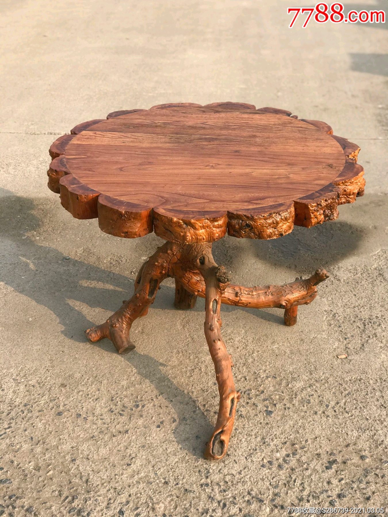 圆桌～创意圆桌造型独特,面板心榆木直径91cm高度65cm_第3张_7788工艺