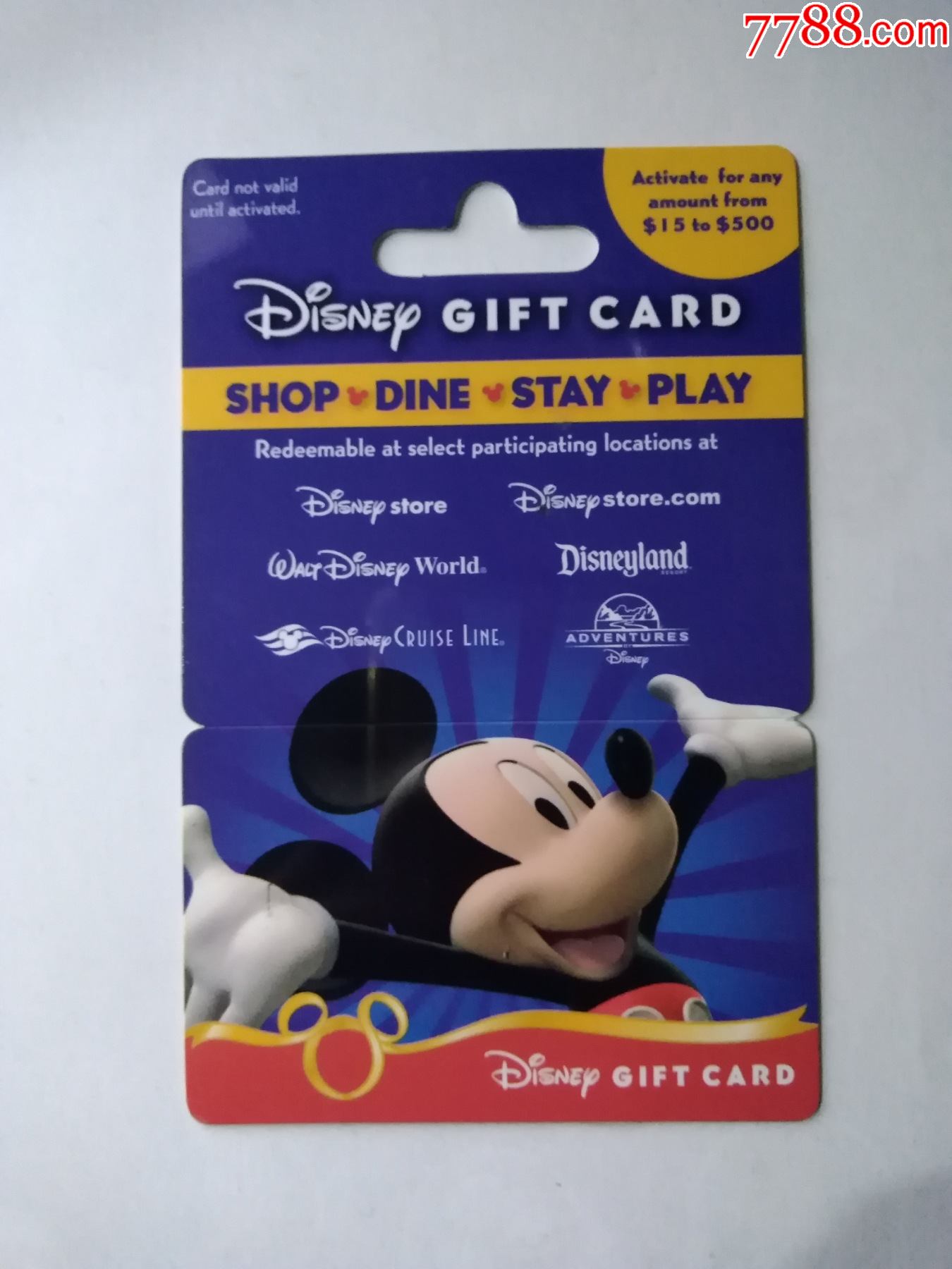 美国,迪士尼公司礼品卡,米老鼠-会员卡/贵宾卡-7788收藏