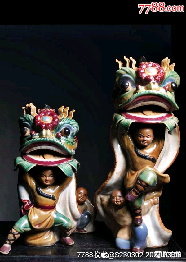 石湾窑陶瓷黄飞鸿醒狮造像摆件公仔工艺品中式会所玄关茶艺馆装饰描述