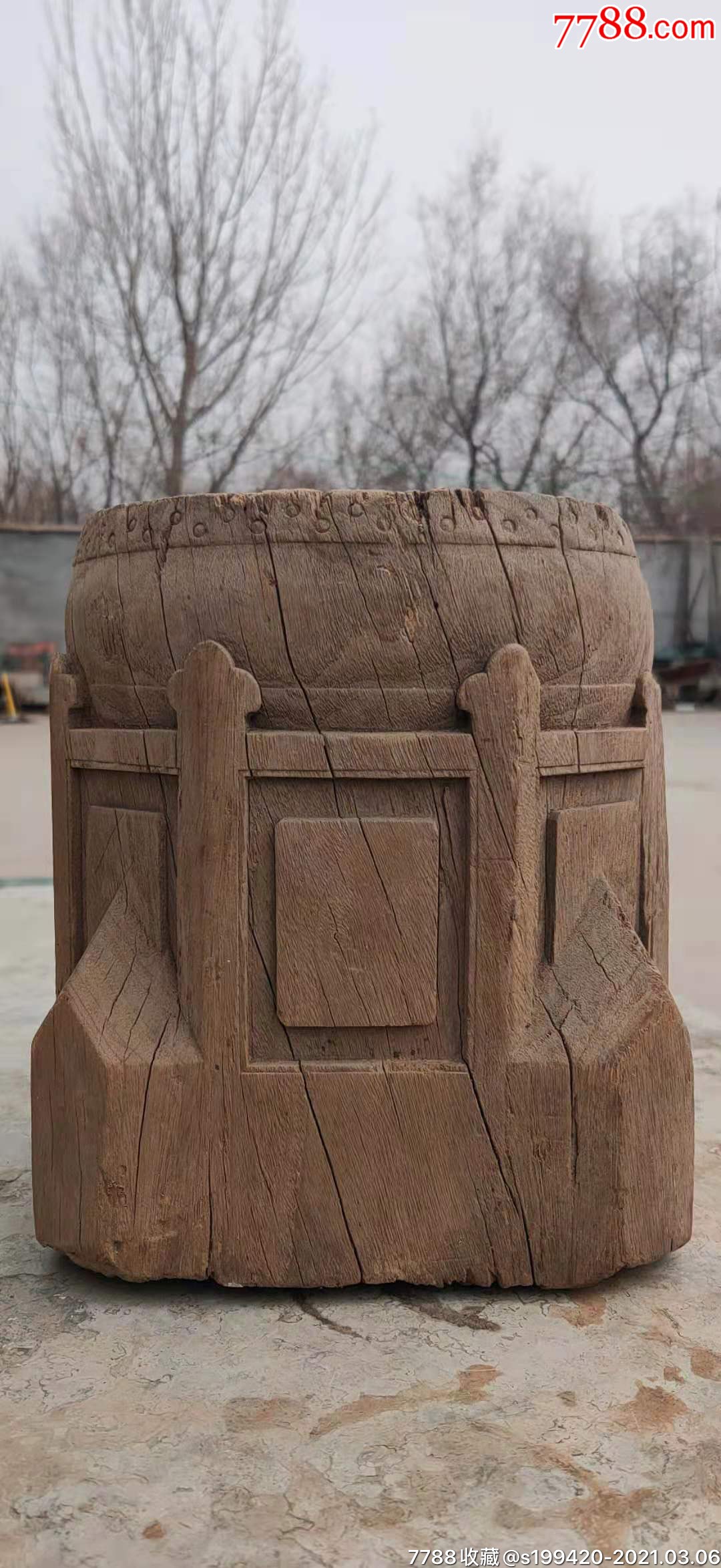 清代金丝楠木墩天圆地方造型素雅雕工精湛径24厘米高23厘米