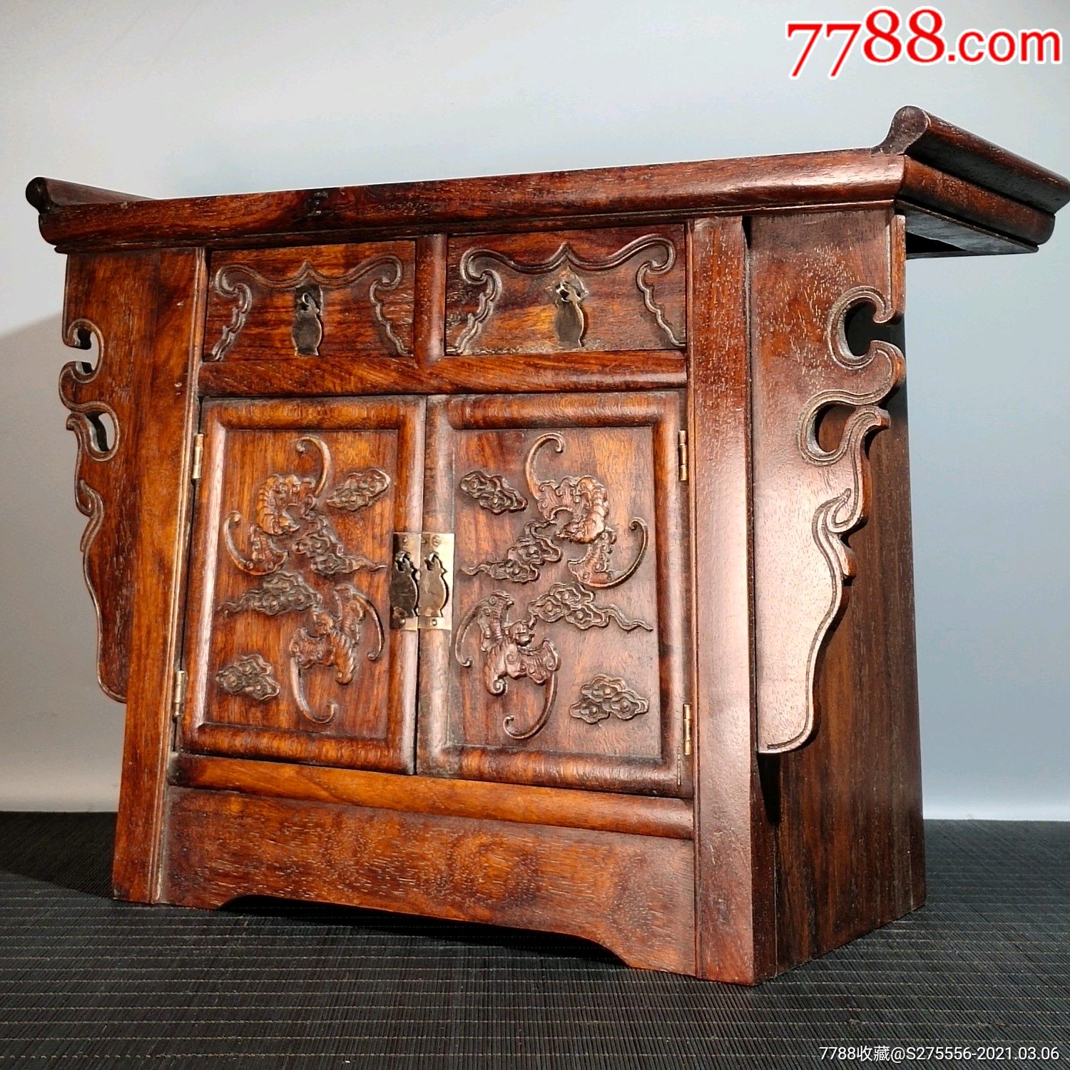 花梨木浮雕福在眼前翘头香案_木桌/几/案_第4张_7788旧家具收藏