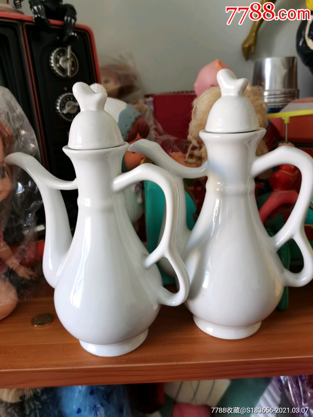 老式素色酒壶一对