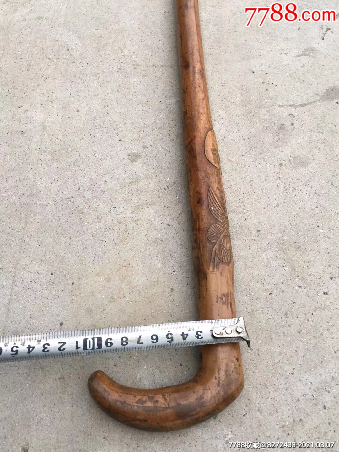 黄杨木拐杖纯手工雕刻无修补全品包老