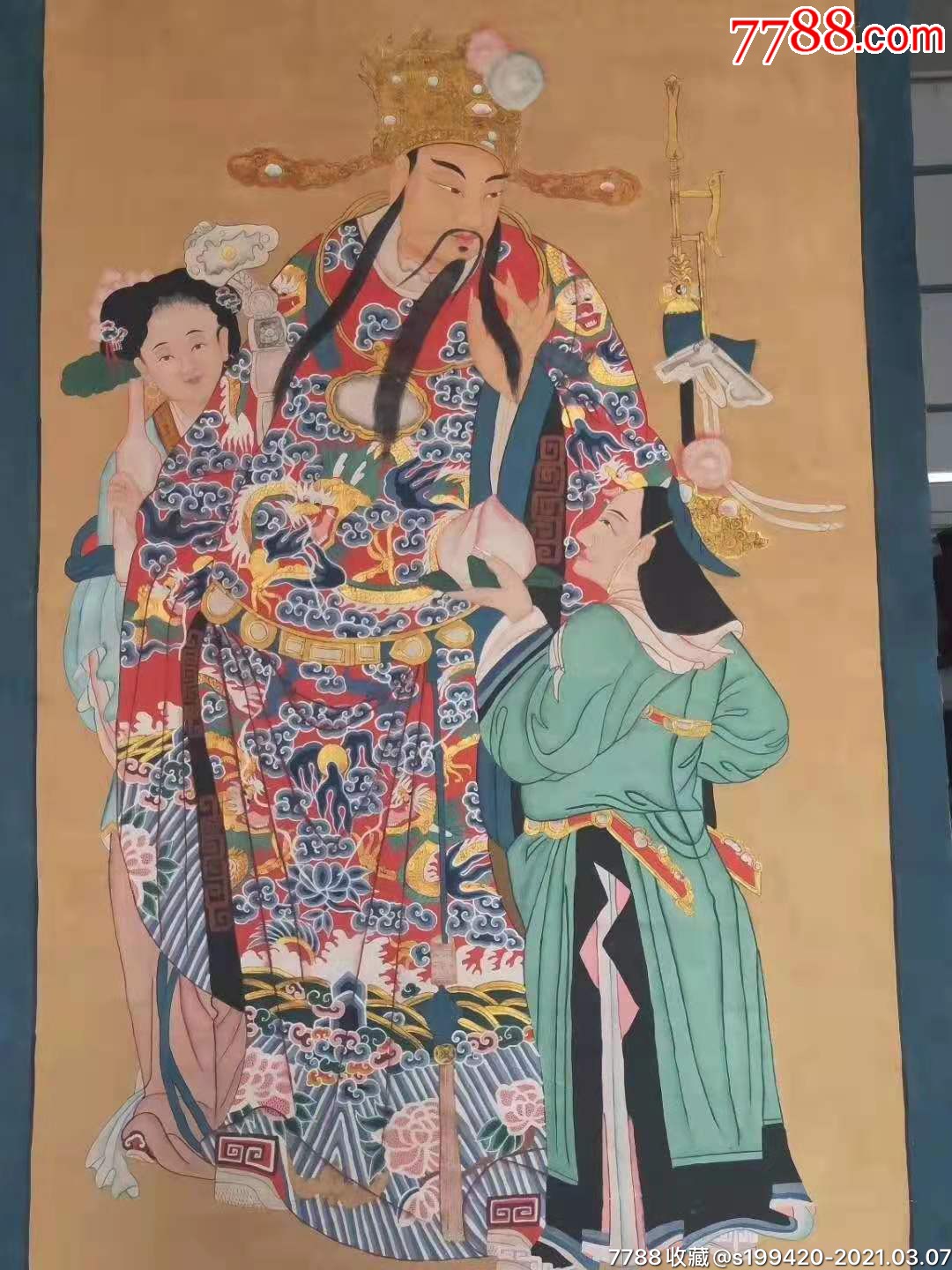 纯手绘老粗布画.