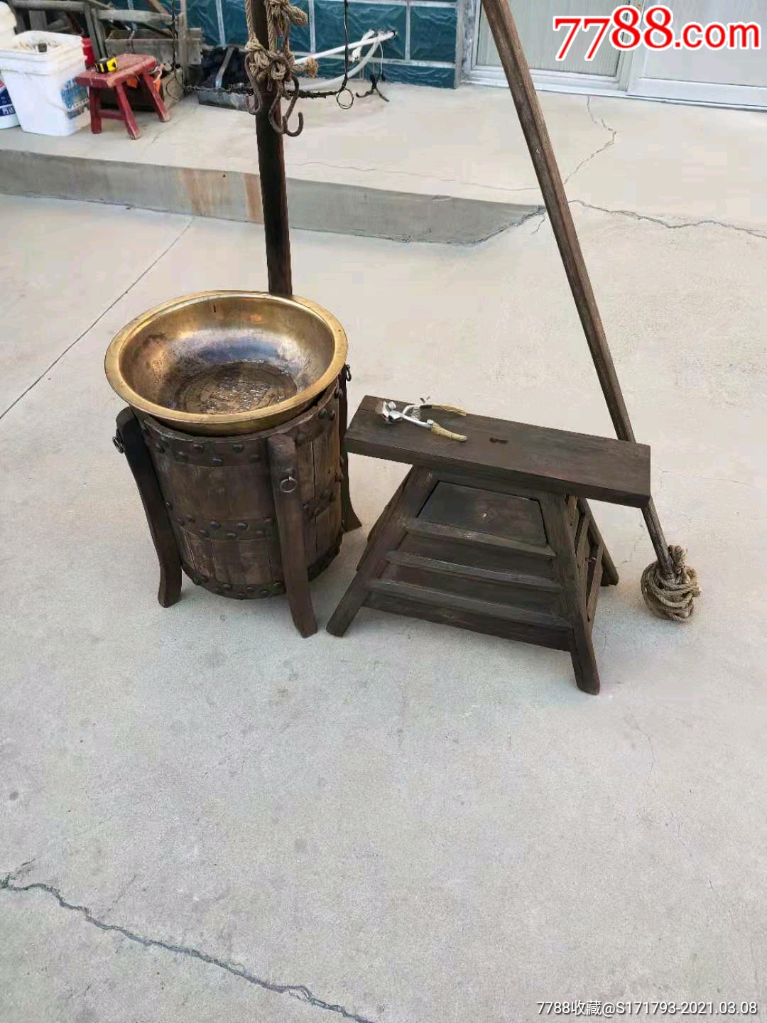 清代,剃头挑子一套