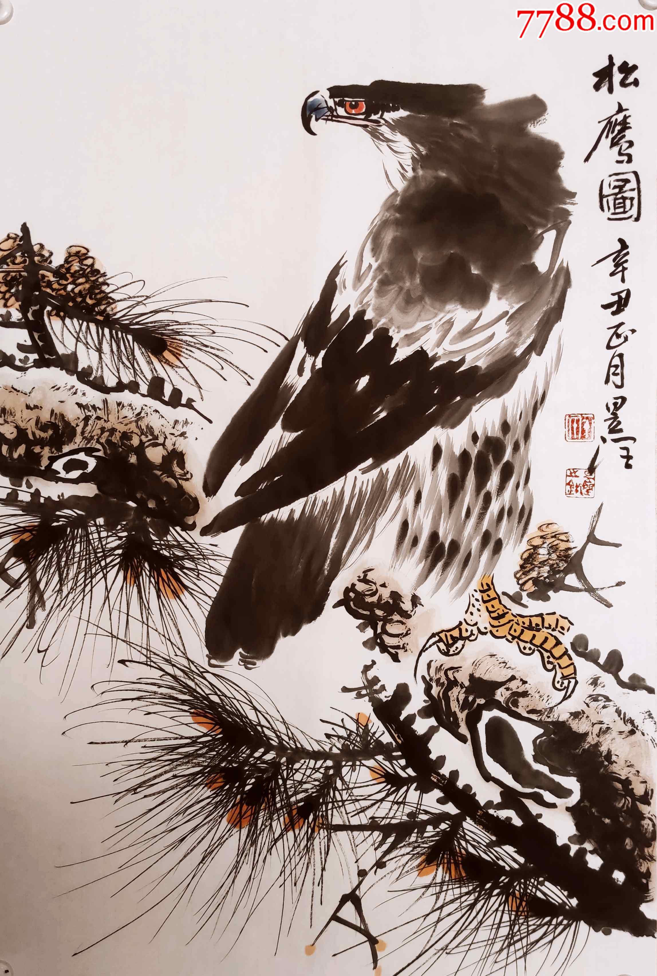 松鹰图_花鸟国画原作_第1张_7788字画网