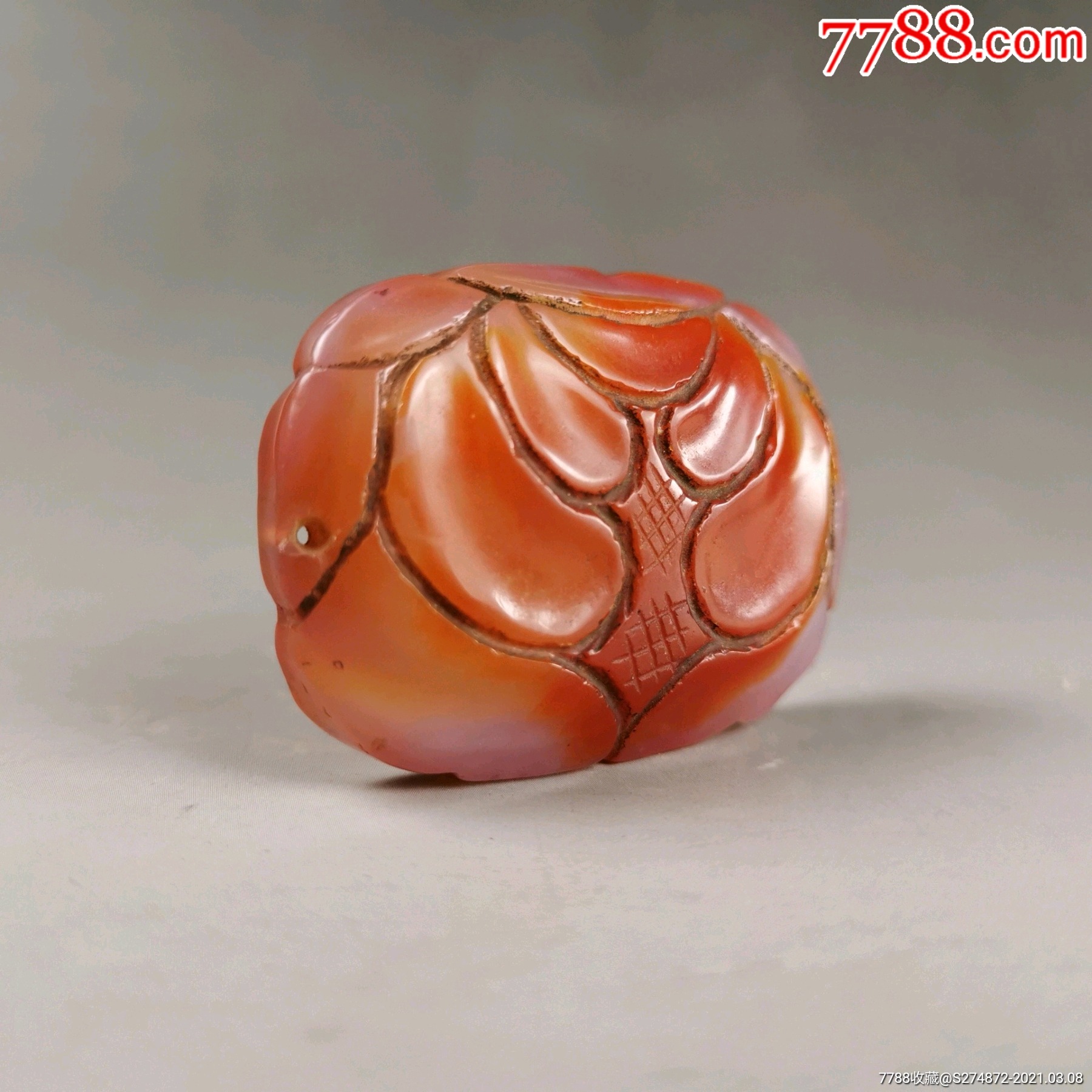 清代玛瑙挂件老玛瑙刻花