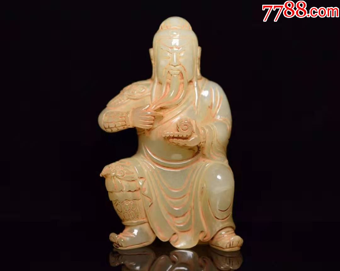 老和田玉关公坐像摆件