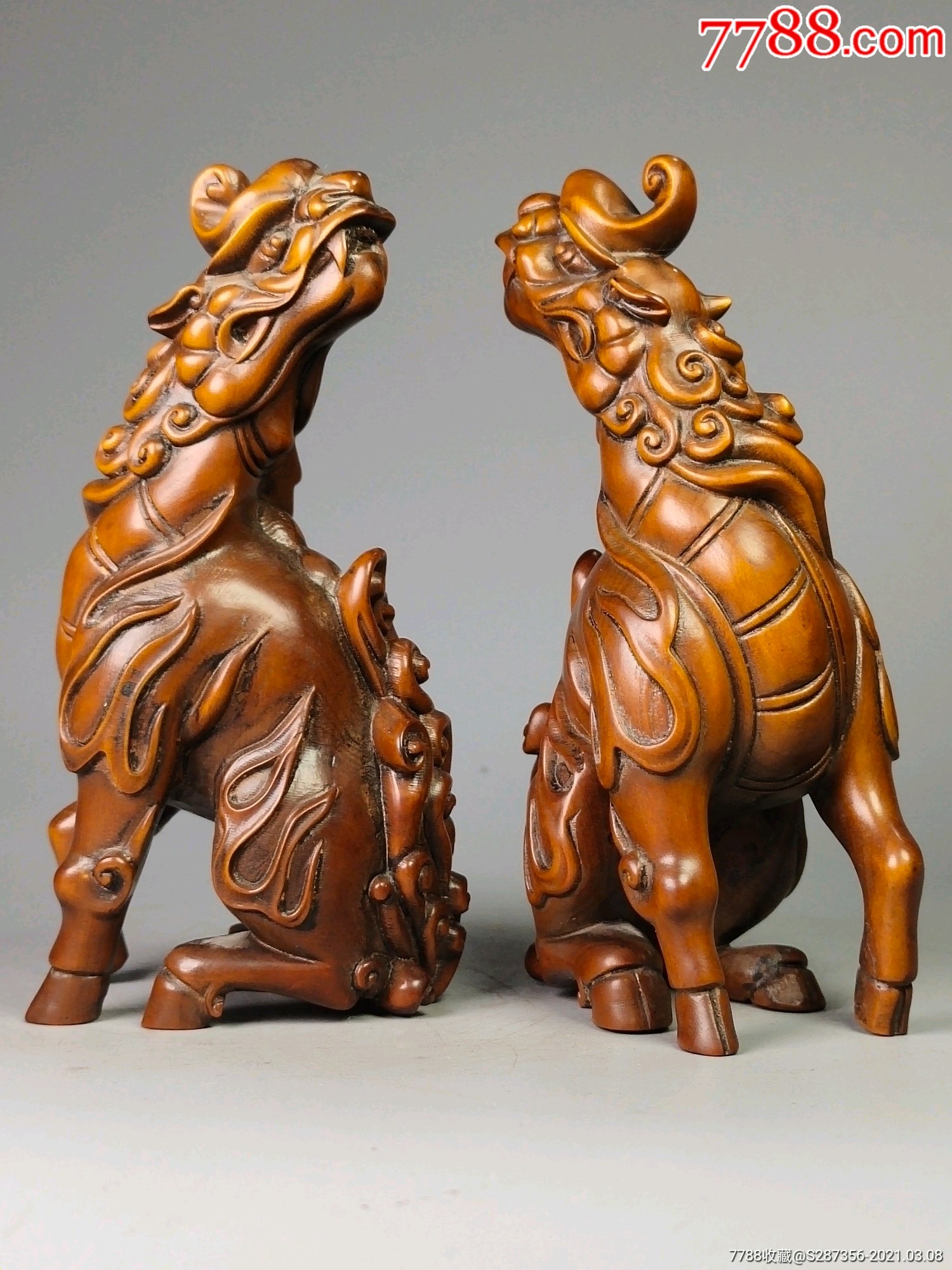 黄杨木貔貅摆件-木雕摆件-7788木艺