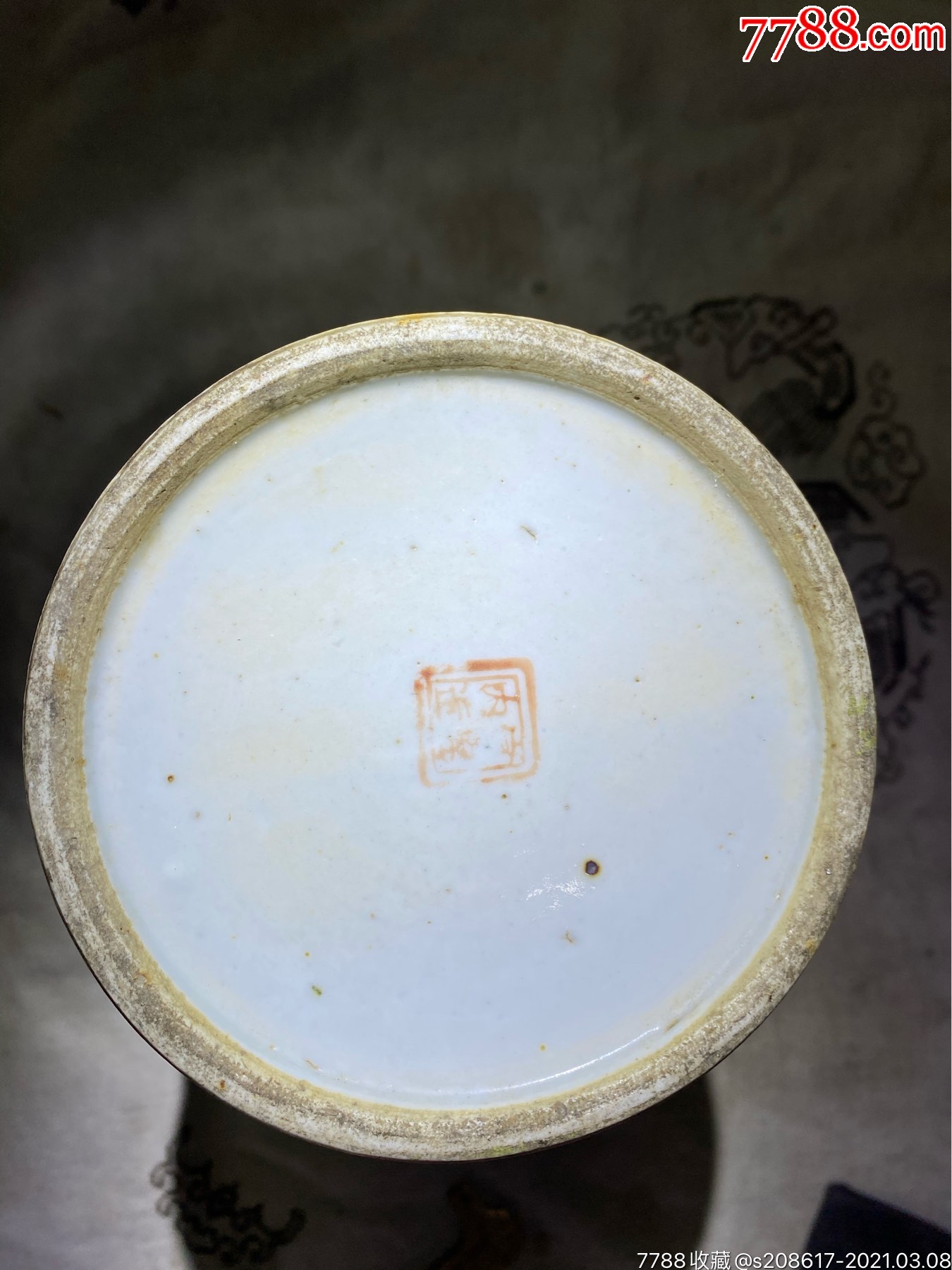 晚清(粉彩帽筒)花鸟官窑内造