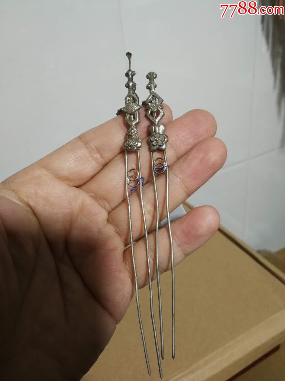 民国两支老流苏银簪-价格:398元-se78766199-银簪/银钗-零售-7788酒标