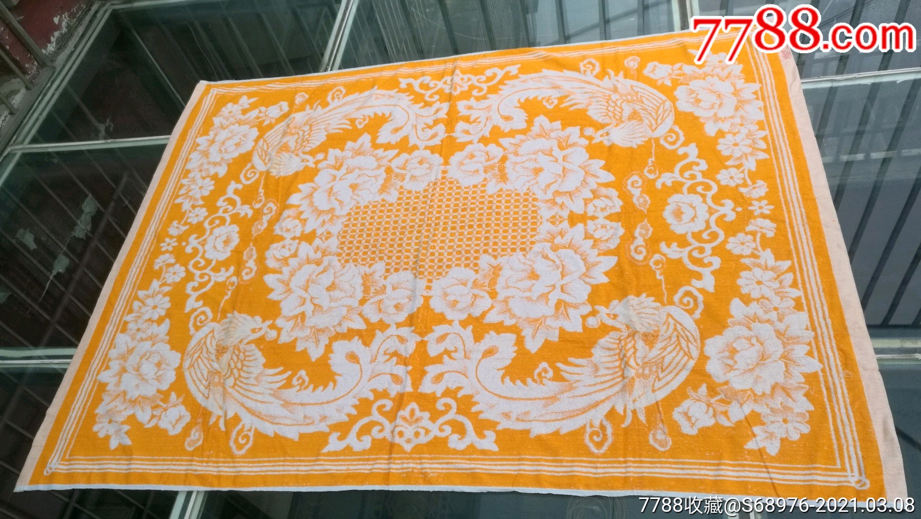 7080年代提花毛巾被全新未用上海良友纺织经营部可用可藏可做影视道具