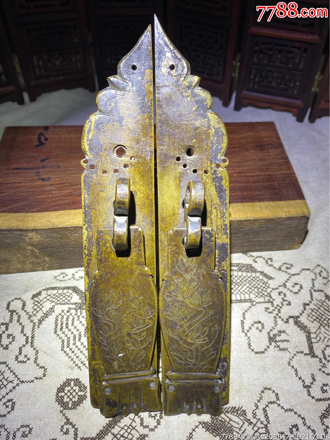 清朝雕花铜拉手一套