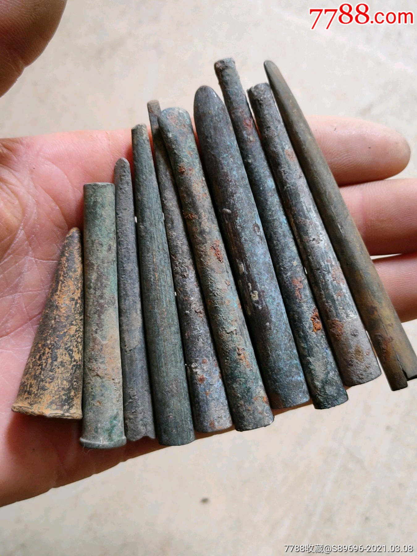 清代铜毛笔帽,铜笔帽10个-铜杂件-7788收藏