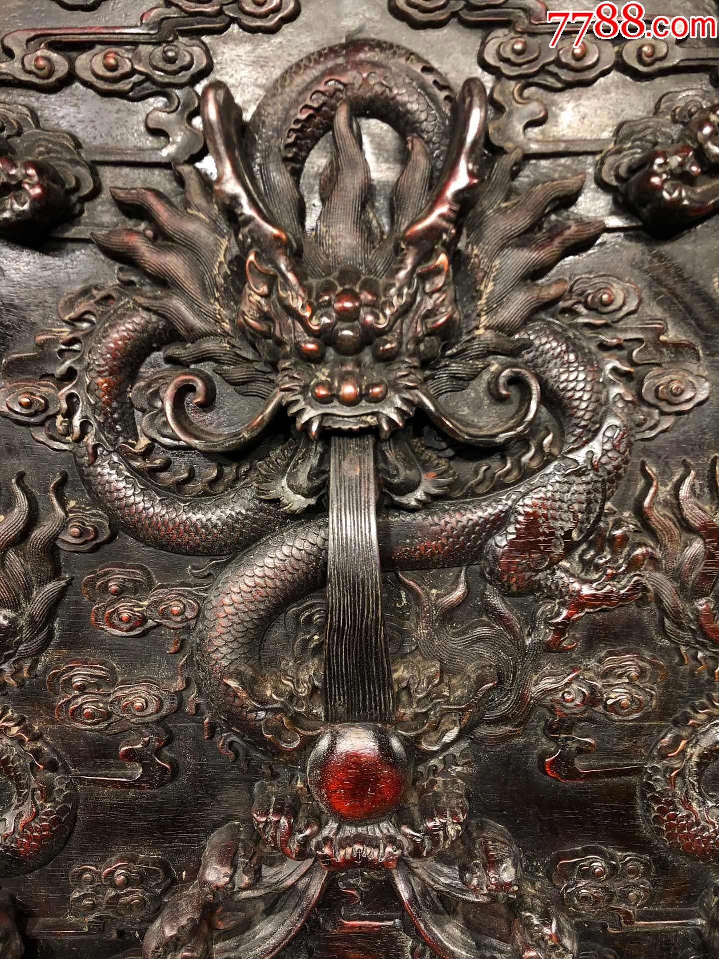 小叶紫檀龙屏风满金星牛毛纹清晰