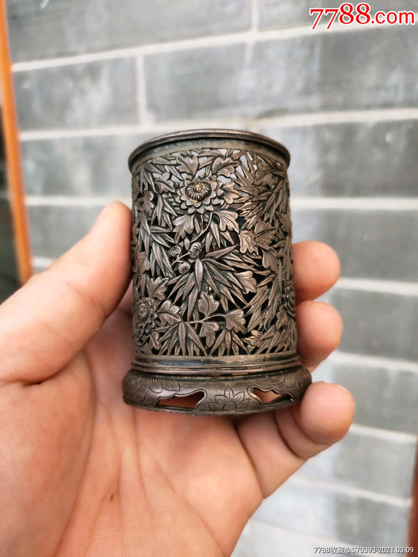 清代文房香道银香筒,工艺细路