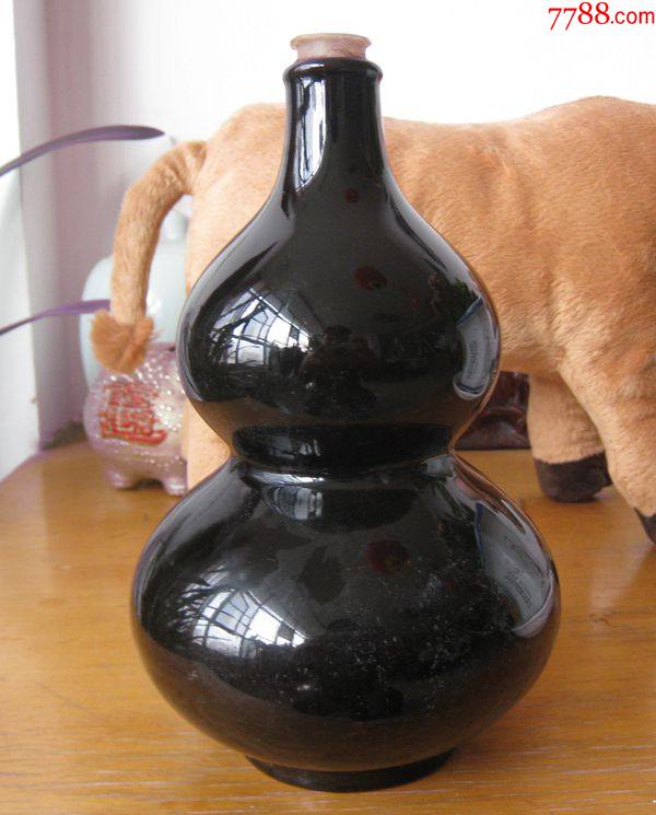 80年代宜昌彩陶西陵特曲黑釉葫芦形酒瓶全品-黑瓷/天目瓷-7788商城