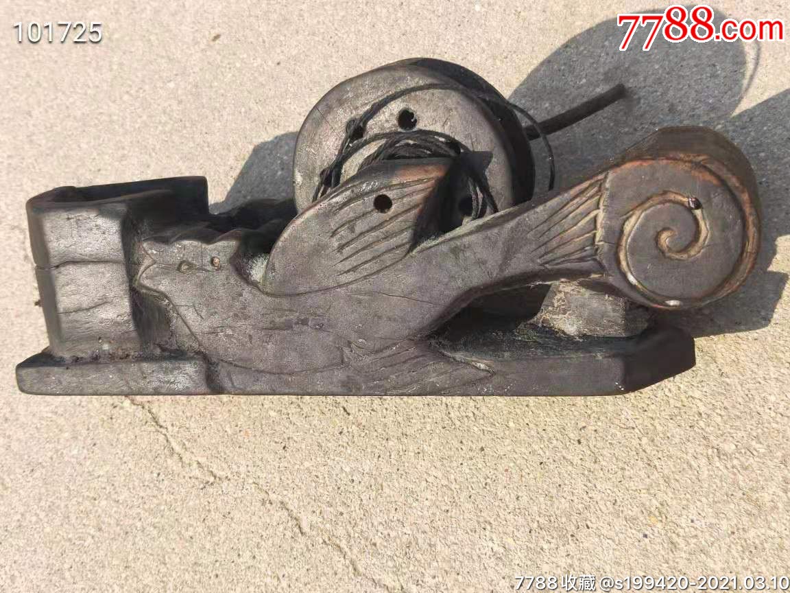 民俗老物件鲁班老墨斗精美雕刻皮壳老辣保存完整包老保真