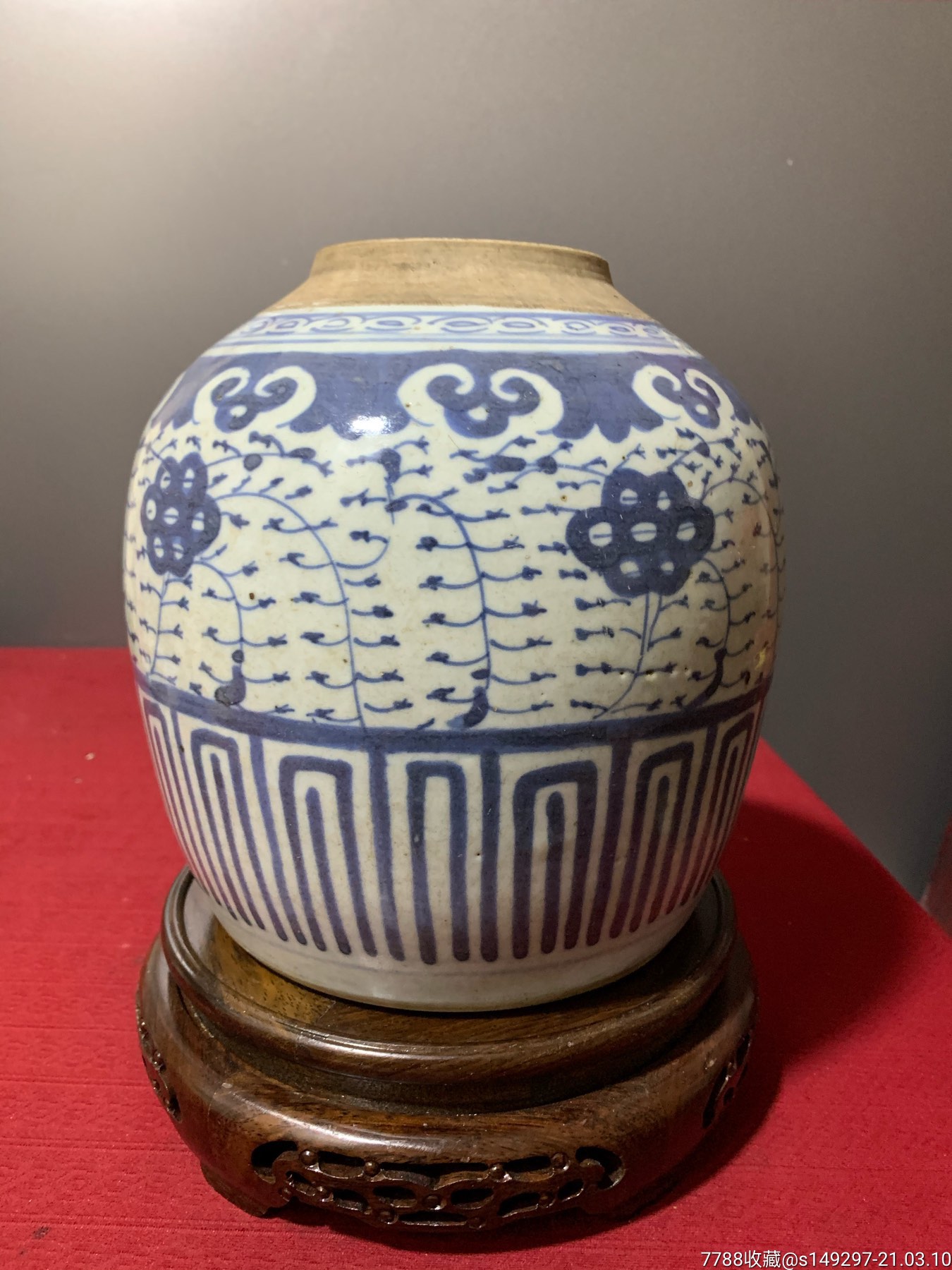 清代缠枝莲纹罐_青花瓷_图片价格_收藏鉴定_7788古币收藏