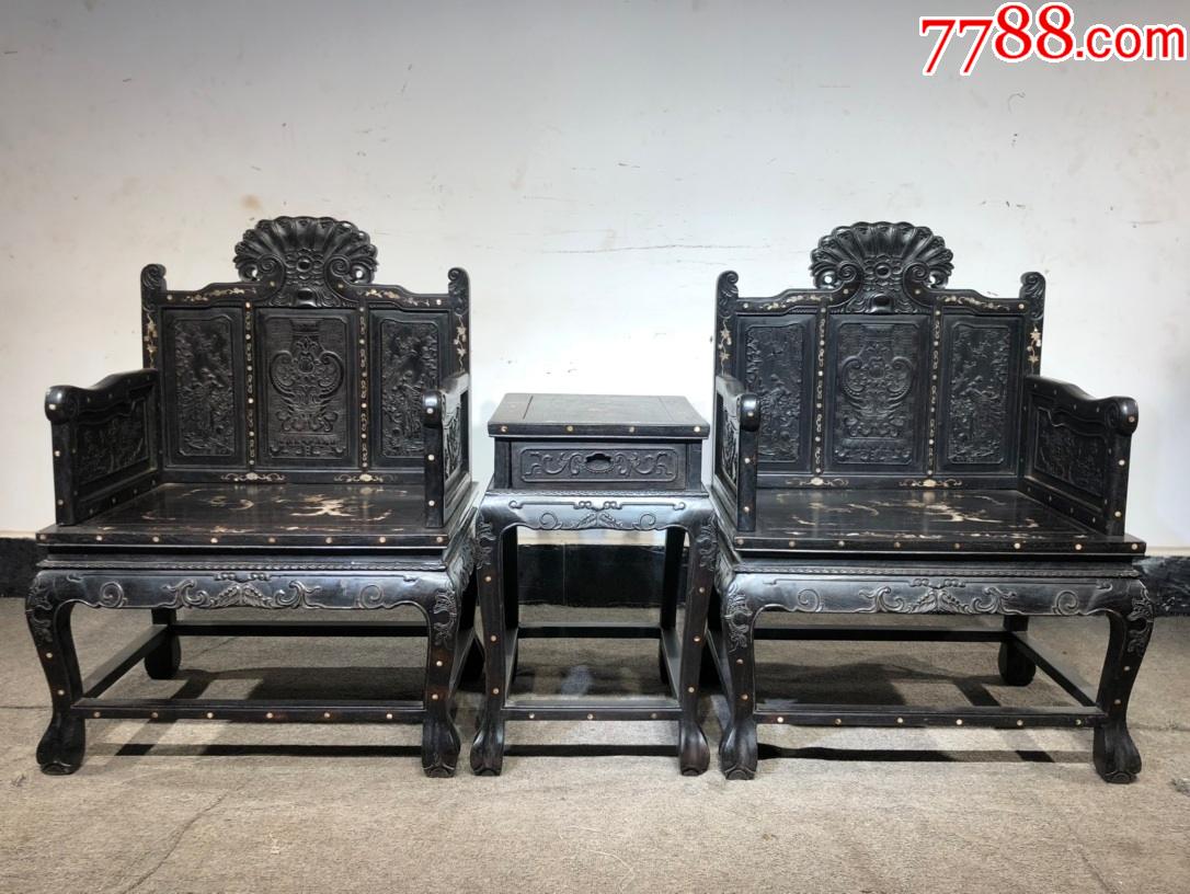 小叶紫檀孔雀椅子满金星牛毛纹清晰