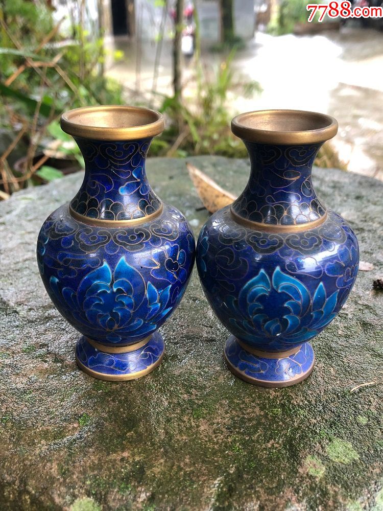 清代景泰蓝铜花瓶一对