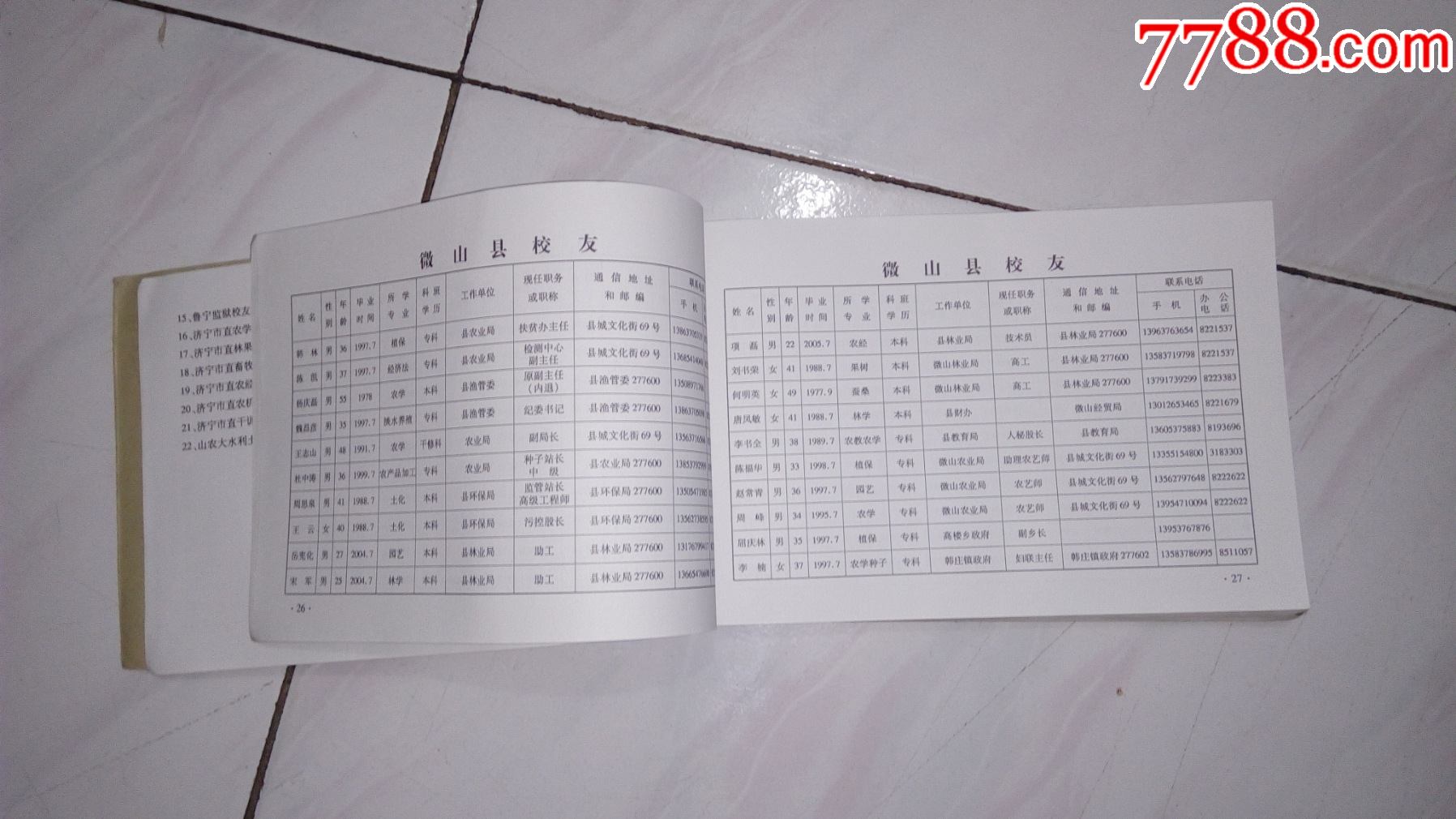 山东农业大学济宁校友通讯录2006年_手册/工具书_图片鉴赏_收藏价值