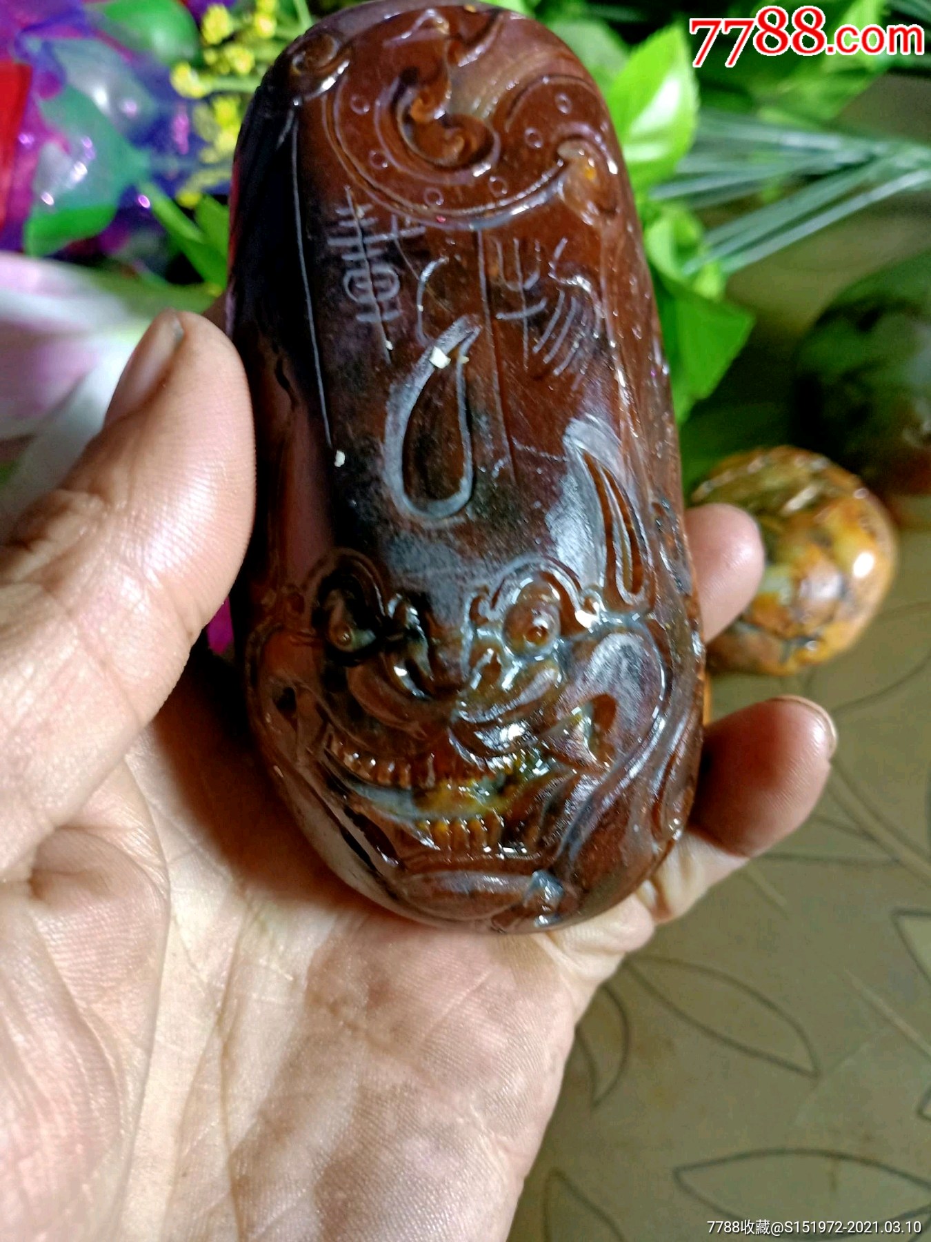 新疆和田玉籽料锦灰堆手把件