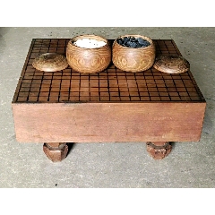 清代黄杨木围棋一套玉石棋子