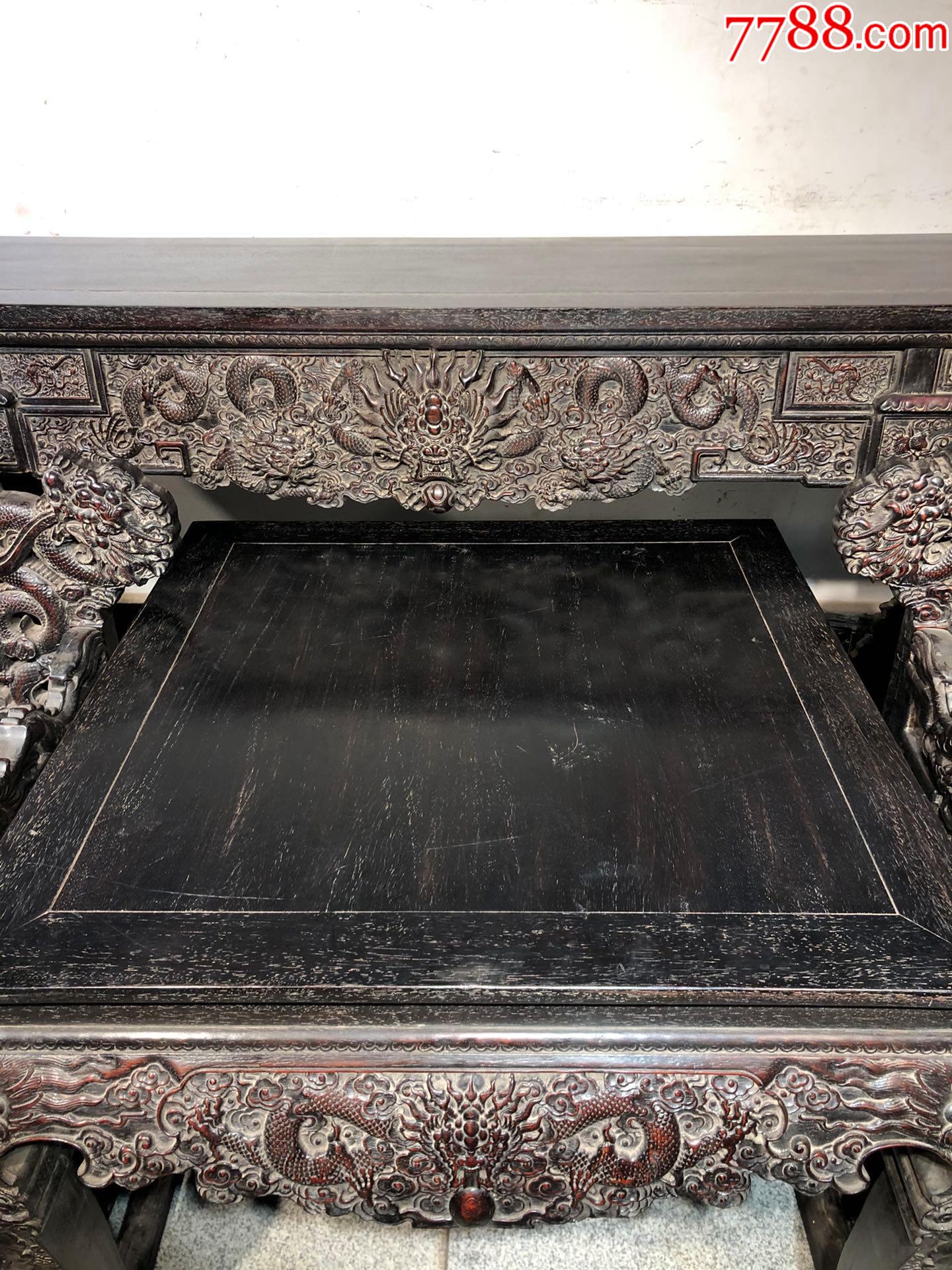 小叶紫檀中堂六件套 满金星牛毛纹清晰_木桌/几/案_第9张_7788旧家具