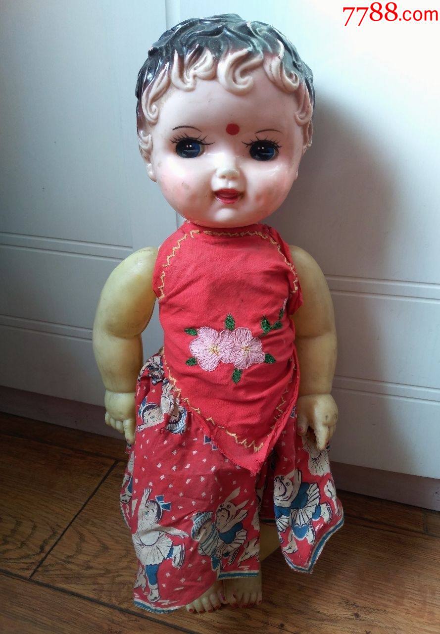 老款玩具中国女娃娃塑料材质衣服人物图案很少见看图稀少品种点图可