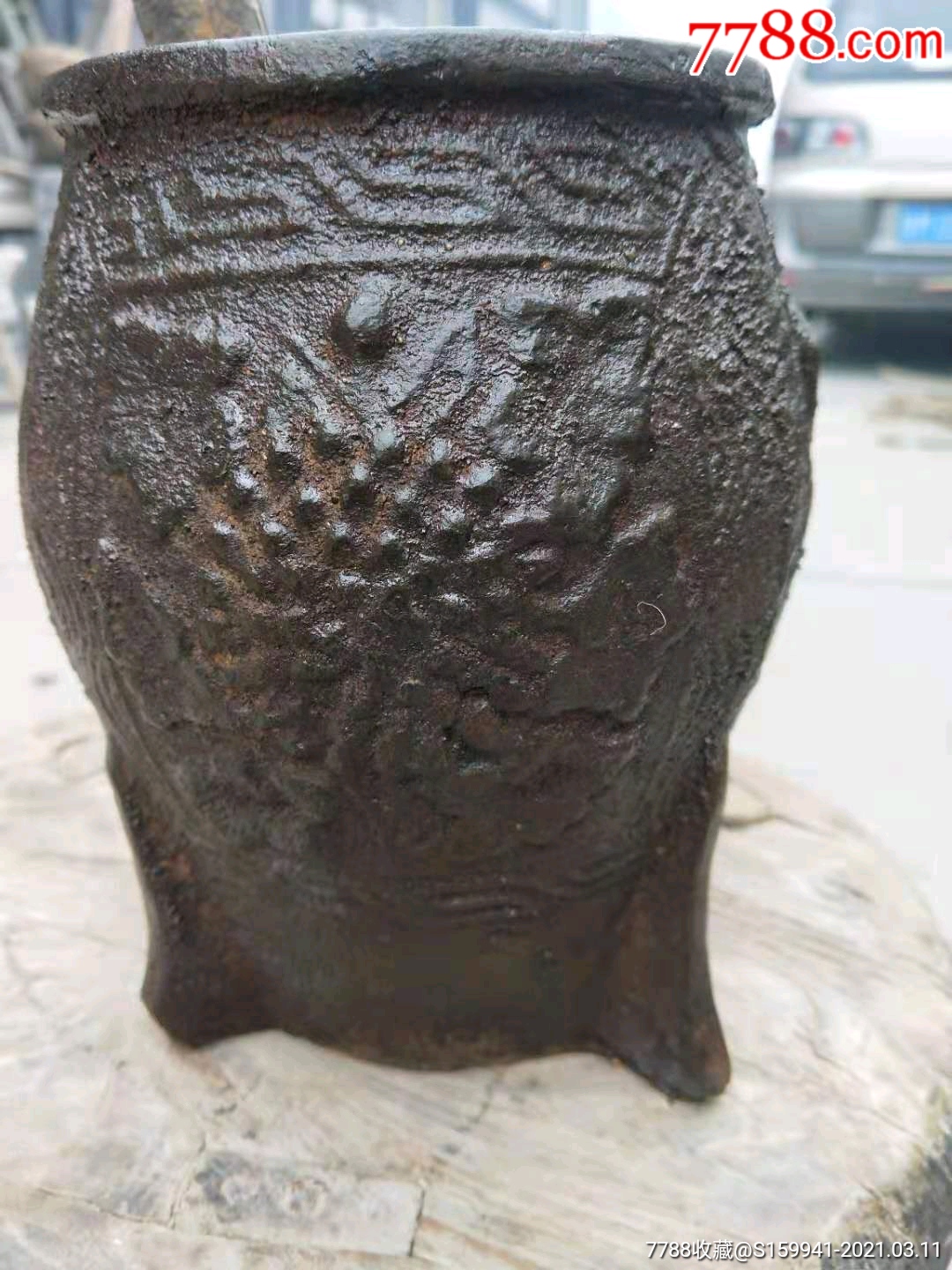 清代铸铁制捣药罐