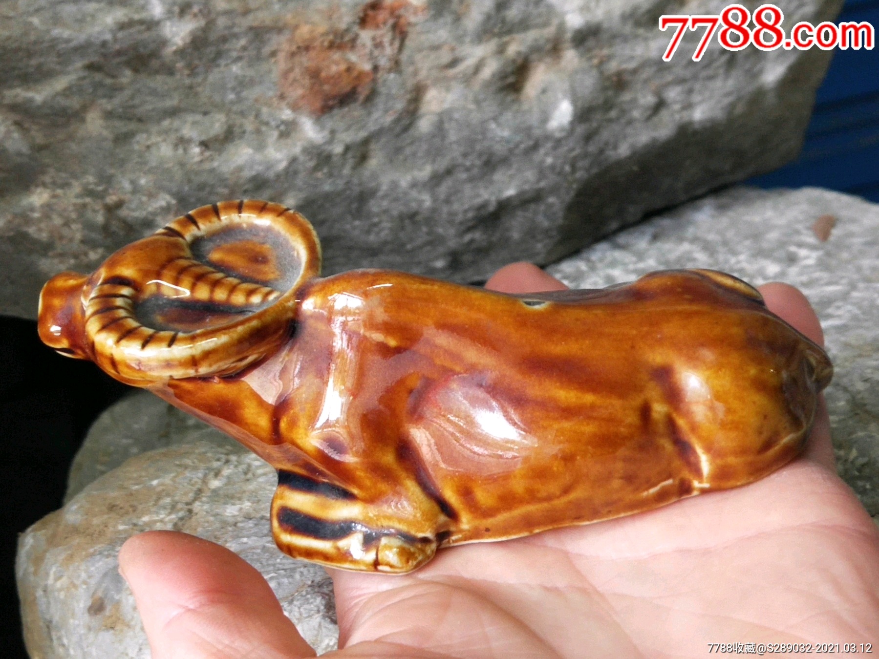 牛摆件_黄釉瓷_图片收藏_回收价格_7788相机收藏